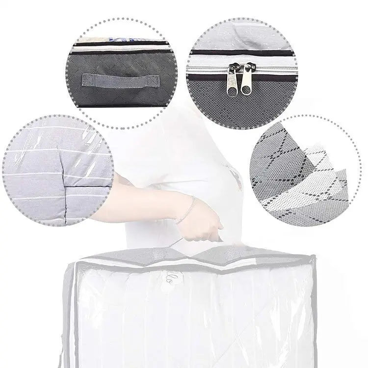 HKM-926099 Foldable Underbed Storage Bags with Durable Handles and Viewing Windows for Home Organisation