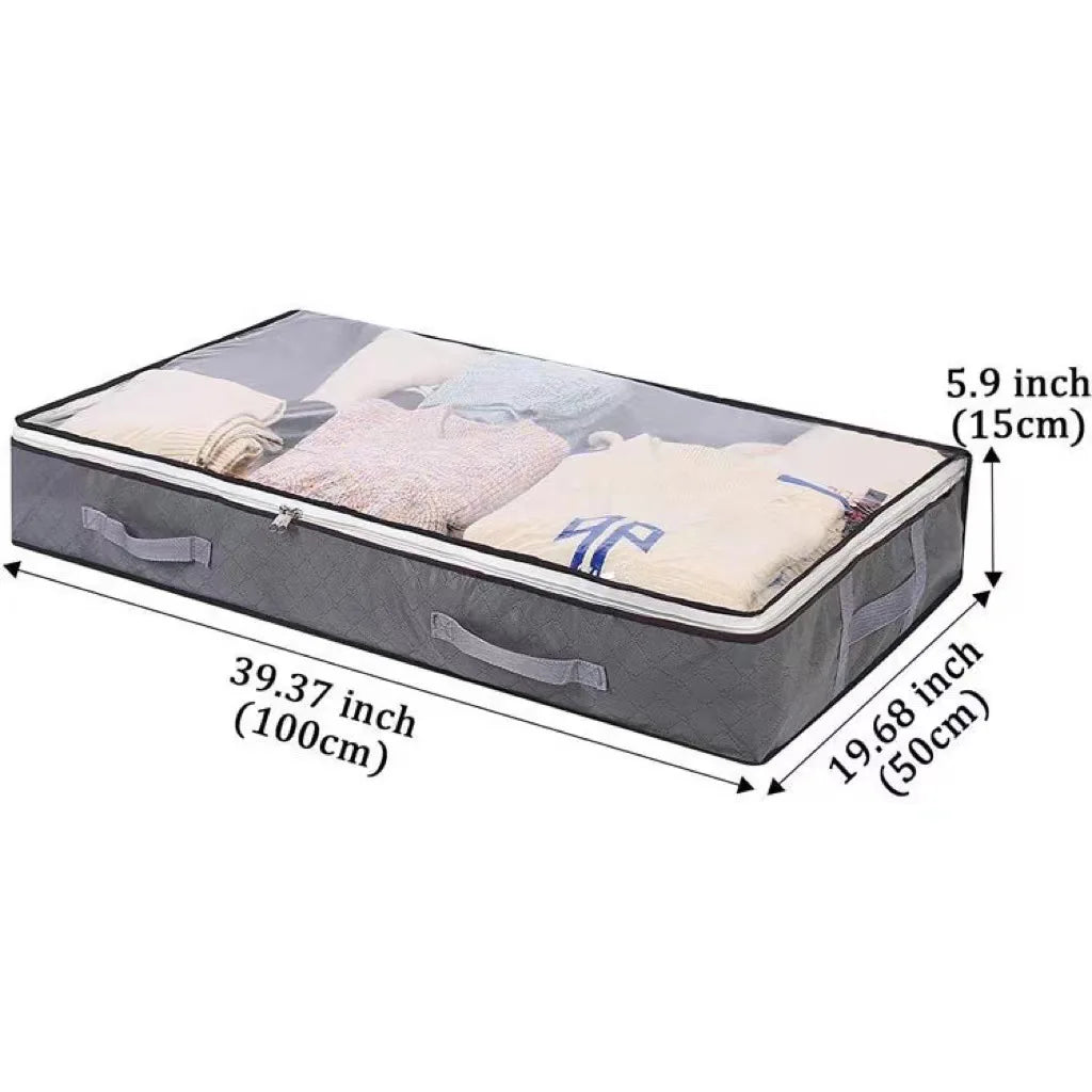 HKM-926099 Foldable Underbed Storage Bags with Durable Handles and Viewing Windows for Home Organisation