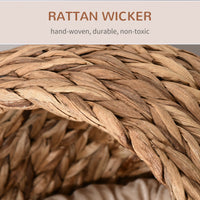 HKM-9261501 Elevated Handwoven Cat Bed with Soft Cushion and Rotating Basket Design