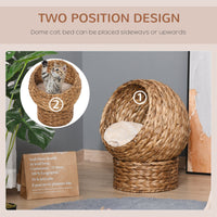 HKM-9261501 Elevated Handwoven Cat Bed with Soft Cushion and Rotating Basket Design