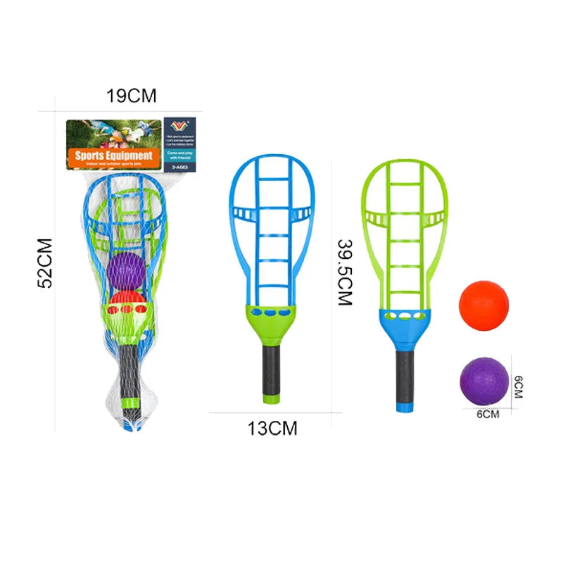 HKM-926163 Kids Lacrosse Toss and Catch Racket Set - Outdoor Plastic Paddle Game for Ages 2-4