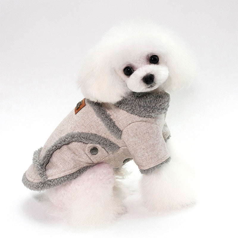 HKM-9262525 Personalized Fleece-Lined Dog Clothes for All Sizes in Beige, Black, and Gray