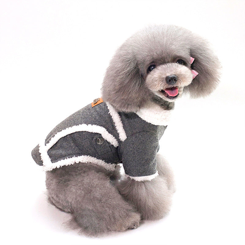HKM-9262525 Personalized Fleece-Lined Dog Clothes for All Sizes in Beige, Black, and Gray