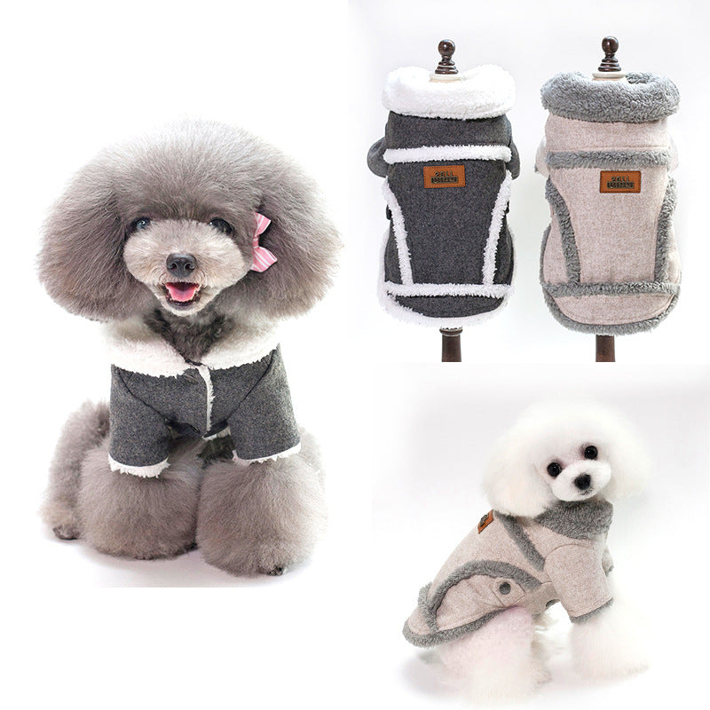 HKM-9262525 Personalized Fleece-Lined Dog Clothes for All Sizes in Beige, Black, and Gray