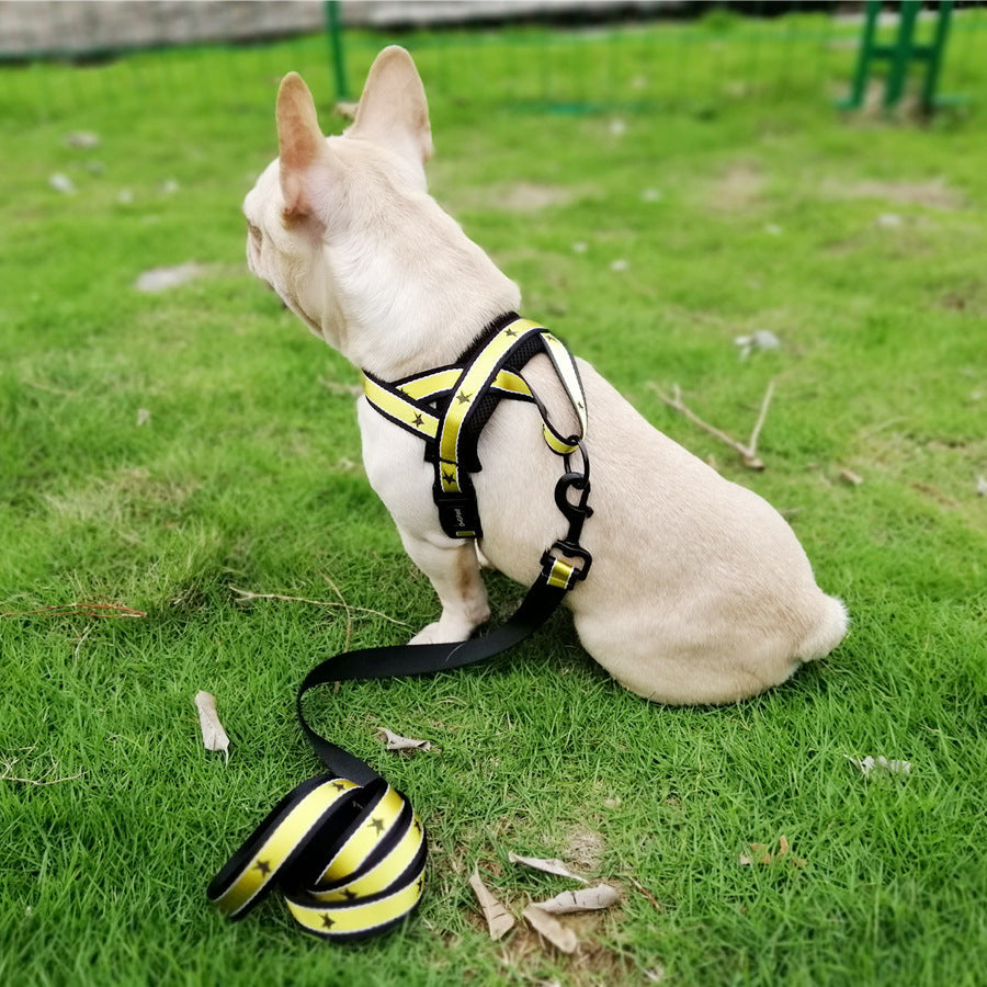 HKM-9262653 Adjustable Chest Band with Traction Rope for Medium and Large Dogs - Nylon in Multiple Colors
