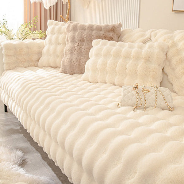 HKM-926355 Nordic Style Thickened Plush Sofa Cushion in Bubble Rabbit Fur - Various Sizes & Colors Available