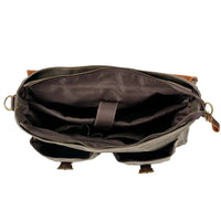 HKM-926419 Large Capacity Retro Canvas Crossbody Shoulder Bag with Crazy Horse Skin for 15.6-inch Laptop