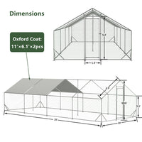 HKM-9266493 Large Walk-In Chicken Coop with Galvanized Wire and Waterproof Cover for Poultry and Small Animals
