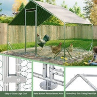 HKM-9266493 Large Walk-In Chicken Coop with Galvanized Wire and Waterproof Cover for Poultry and Small Animals