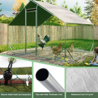 HKM-9266493 Large Walk-In Chicken Coop with Galvanized Wire and Waterproof Cover for Poultry and Small Animals