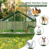 HKM-9266493 Large Walk-In Chicken Coop with Galvanized Wire and Waterproof Cover for Poultry and Small Animals