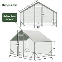 HKM-9266493 Large Walk-In Chicken Coop with Galvanized Wire and Waterproof Cover for Poultry and Small Animals