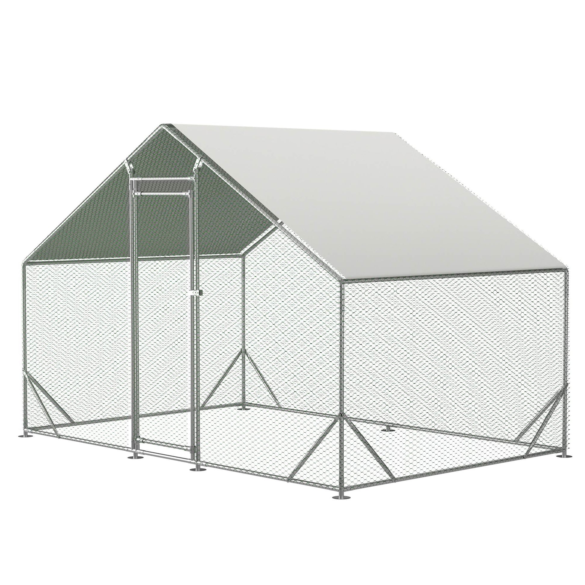 HKM-9266493 Large Walk-In Chicken Coop with Galvanized Wire and Waterproof Cover for Poultry and Small Animals