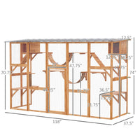 HKM-9266877 Large Orange Catio with Multiple Shelves, Bridges, Ramps, and Cat Boxes for Outdoor Use