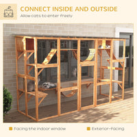 HKM-9266877 Large Orange Catio with Multiple Shelves, Bridges, Ramps, and Cat Boxes for Outdoor Use