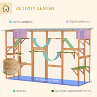 HKM-9266877 Large Orange Catio with Multiple Shelves, Bridges, Ramps, and Cat Boxes for Outdoor Use