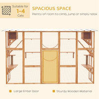 HKM-9266877 Large Orange Catio with Multiple Shelves, Bridges, Ramps, and Cat Boxes for Outdoor Use