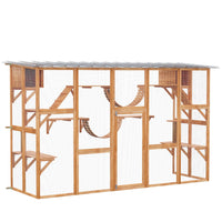 HKM-9266877 Large Orange Catio with Multiple Shelves, Bridges, Ramps, and Cat Boxes for Outdoor Use