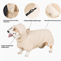 HKM-9267389 Waterproof Four-Leg Raincoat for Dogs in Light Green, Pink, and Khaki