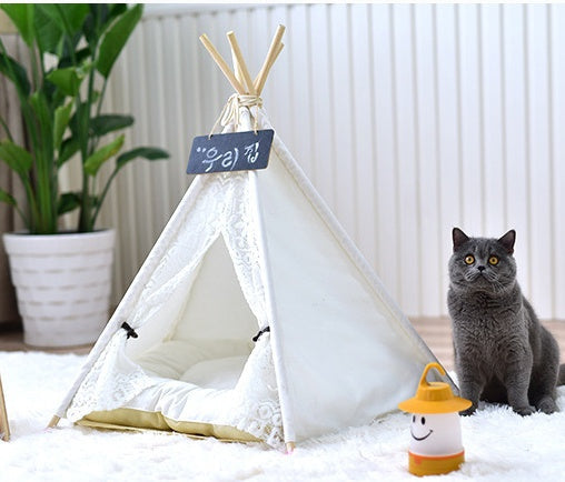 HKM-9267645 Spotted Tent Cat Kennel - Soft Cloth Pet Nest for Cats in Various Sizes
