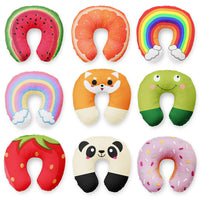 HKM-926803 U-Shape Neck Pillow for Travel - Cute Designs: Donut, Corgi, Watermelon, Panda, Rainbow