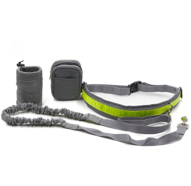 HKM-9268413 Adjustable Hands-Free Dog Leash with Waist Bag and Stretchable Traction Rope - Available in Multiple Colors