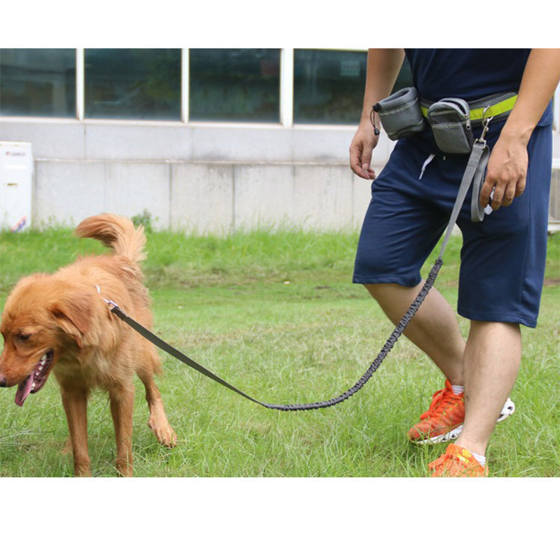 HKM-9268413 Adjustable Hands-Free Dog Leash with Waist Bag and Stretchable Traction Rope - Available in Multiple Colors