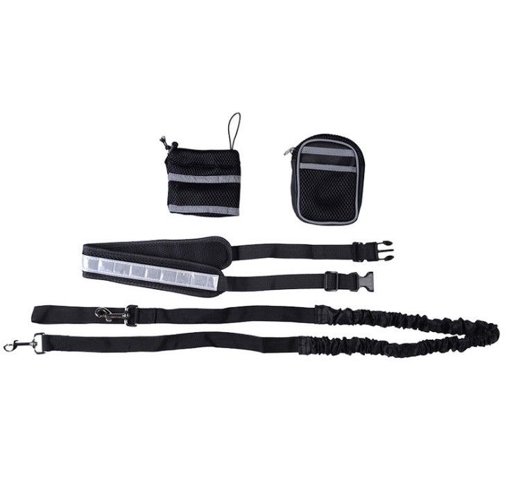 HKM-9268413 Adjustable Hands-Free Dog Leash with Waist Bag and Stretchable Traction Rope - Available in Multiple Colors
