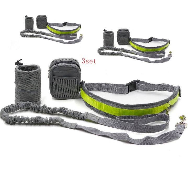 HKM-9268413 Adjustable Hands-Free Dog Leash with Waist Bag and Stretchable Traction Rope - Available in Multiple Colors