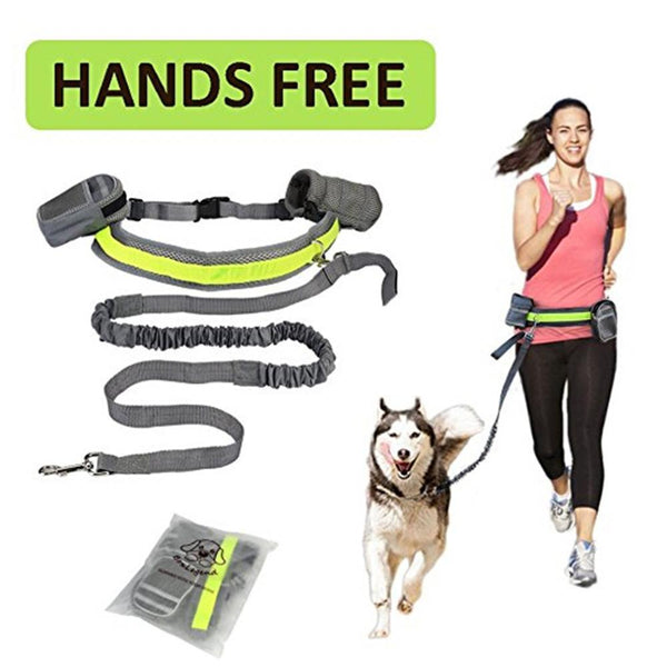 HKM-9268413 Adjustable Hands-Free Dog Leash with Waist Bag and Stretchable Traction Rope - Available in Multiple Colors