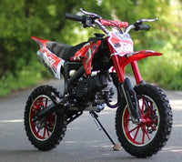 HKM-926931 49cc Mini Gas Dirt Bike - 2-Stroke Motorcycle for Teens with Max Speed 40km/h, Disc Brakes and 10-Inch Wheels
