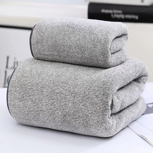 HKM-926931 Thick Coral Fleece Towels Set in Bamboo Charcoal Colors - Soft & Absorbent