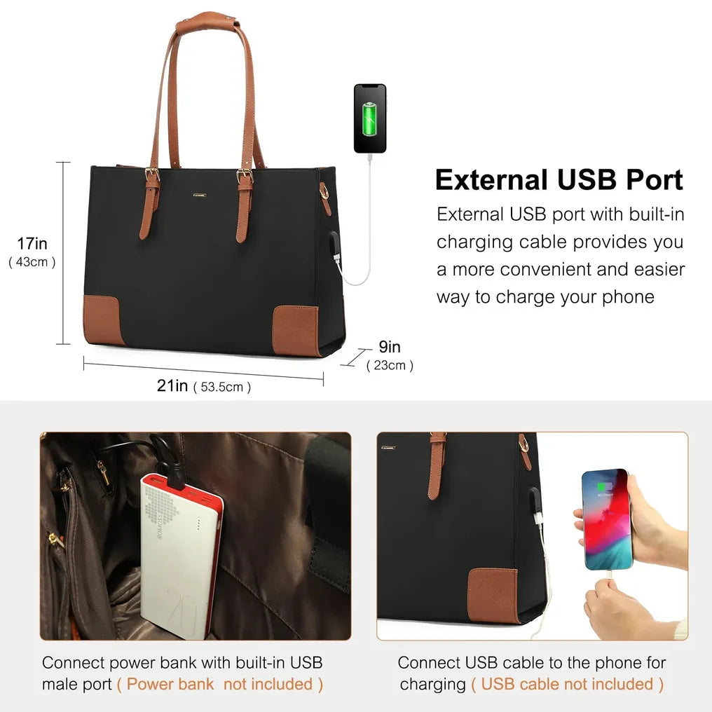 HKM-927059 Stylish Office Tote Bag Set for Women - Large Capacity 15.6 Laptop Briefcase and Shoulder Bag