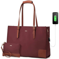 HKM-927059 Stylish Office Tote Bag Set for Women - Large Capacity 15.6 Laptop Briefcase and Shoulder Bag