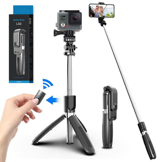 HKM-927059 Wireless Bluetooth Selfie Stick with Remote Control and Tripod, Compatible with Smartphones and Action Cameras