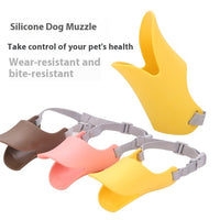 HKM-9271869 Silicone Duckbilled Dog Mask Sleeve - Anti-Bite and Anti-Drink, Available in Bright Yellow, Pink, Brown