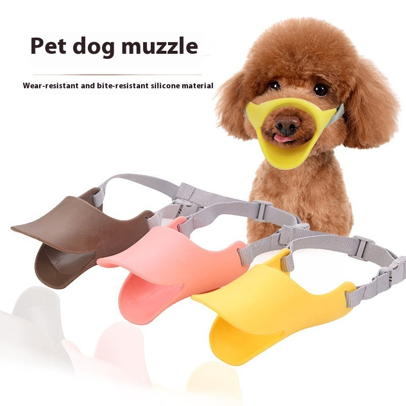 HKM-9271869 Silicone Duckbilled Dog Mask Sleeve - Anti-Bite and Anti-Drink, Available in Bright Yellow, Pink, Brown