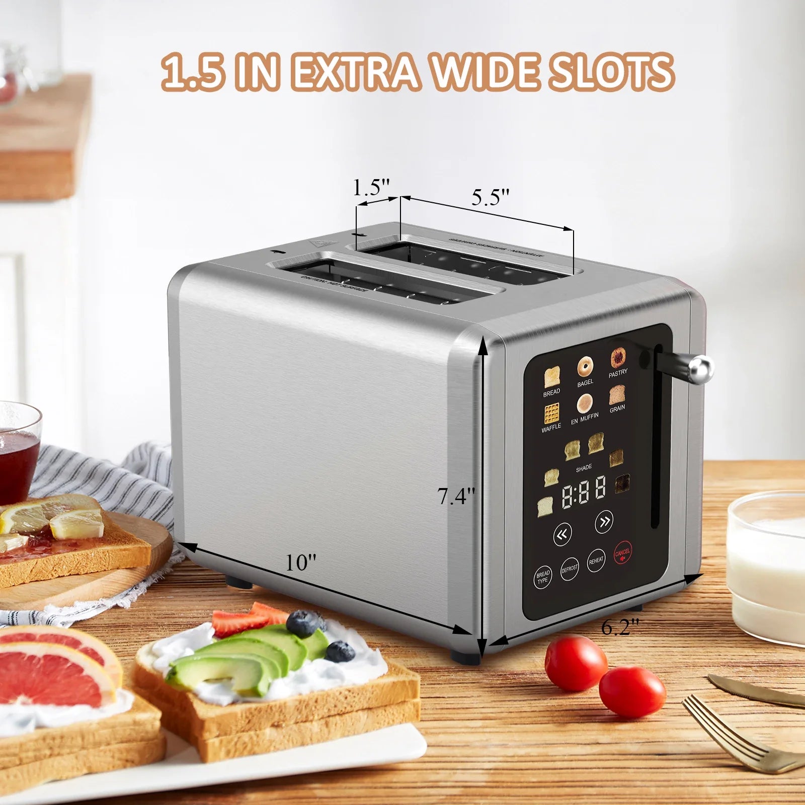 HKM-927251 Automatic 2-Slice Stainless Steel Bread Toaster with Fast Heating Function