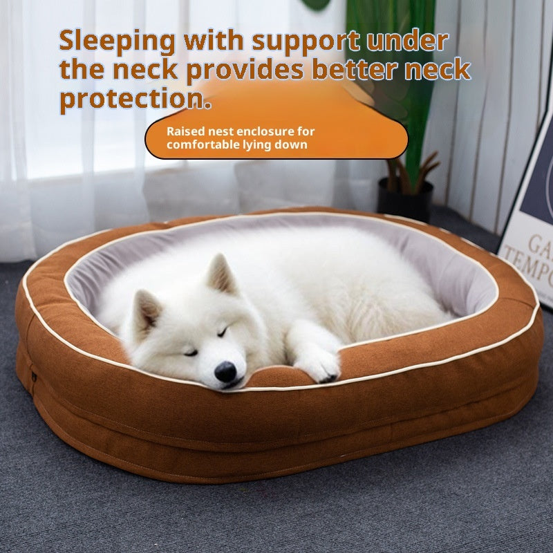 HKM-9272637 Large Removable Oval Pet Bed for Dogs - Four Seasons Universal, Multiple Colors Available