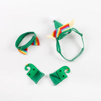 HKM-9272765 Festive Dog Christmas Hat Set with Adjustable Collar and Foot Covers - Green Cartoon Design