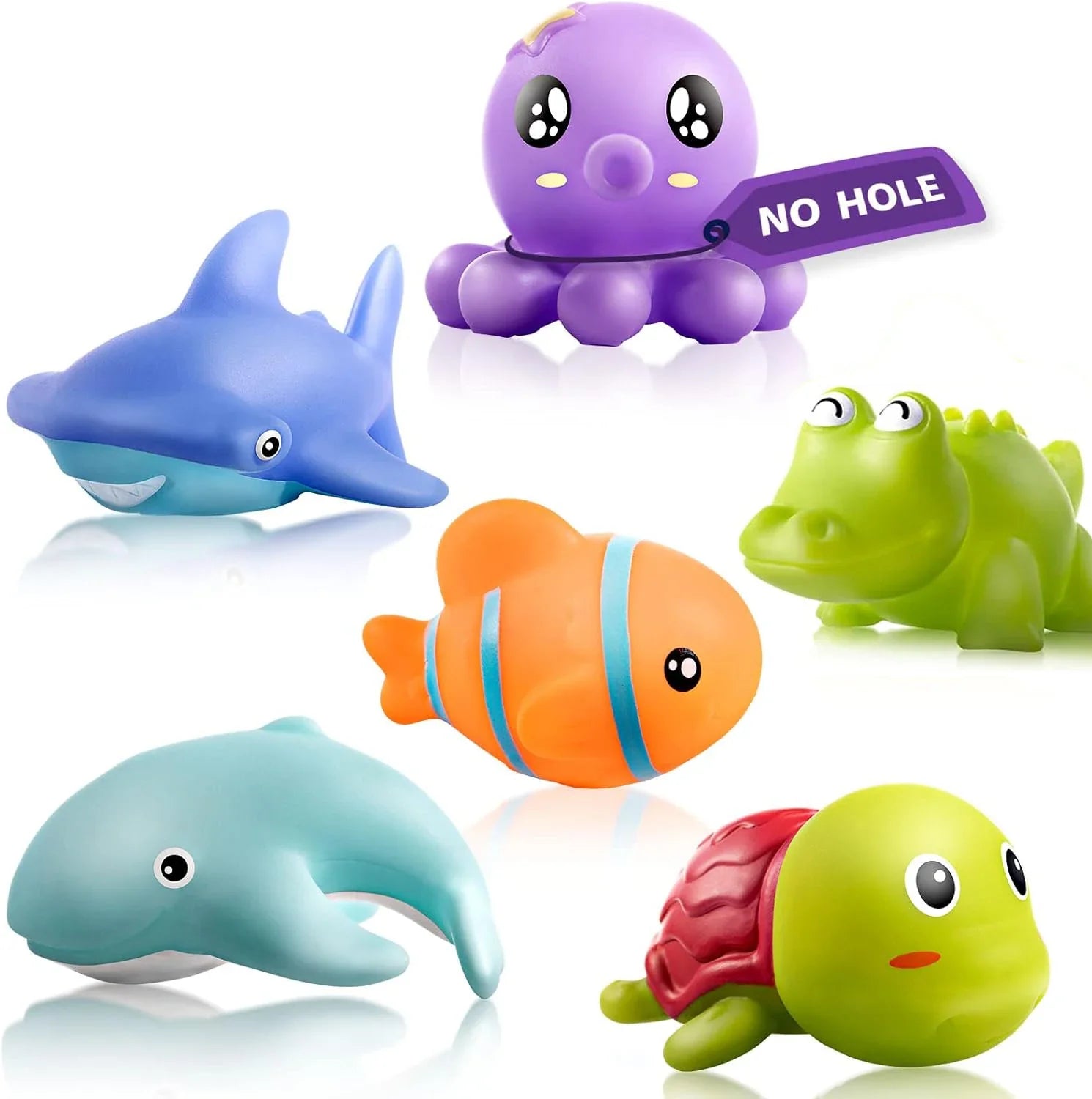 HKM-927315 Eco-Friendly Silicone Ocean Animal Bath Toys Set for Toddlers - 6 Pieces, Mold-Free Fun