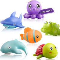 HKM-927315 Eco-Friendly Silicone Ocean Animal Bath Toys Set for Toddlers - 6 Pieces, Mold-Free Fun