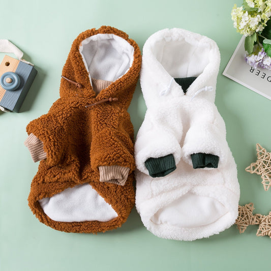 HKM-9273661 Cozy Double Layer Plush Two-Piece Pet Clothes for Autumn and Winter