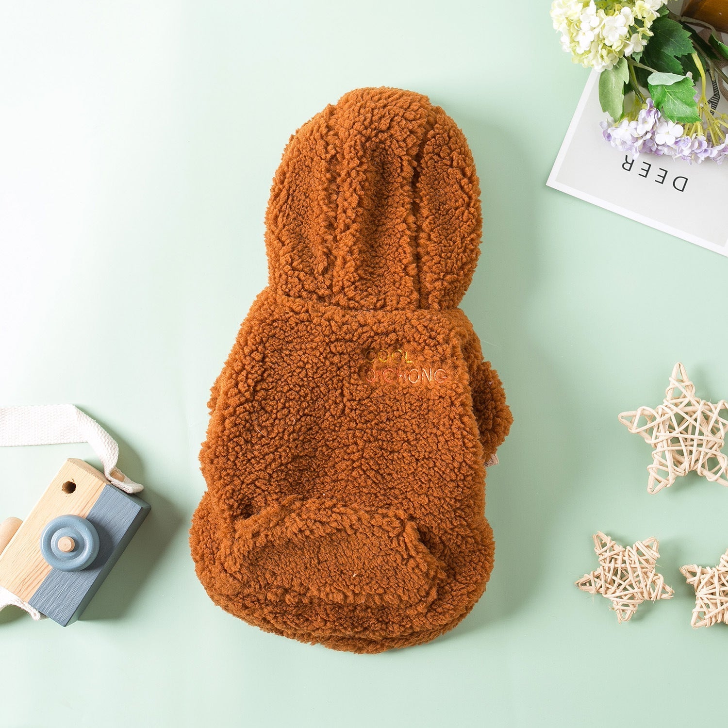 HKM-9273661 Cozy Double Layer Plush Two-Piece Pet Clothes for Autumn and Winter