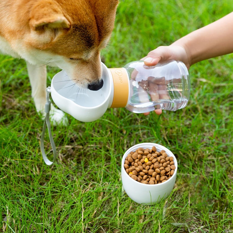 HKM-9274429 Portable Dog Water Bottle with Food Container for Outdoor Walks and Feeding