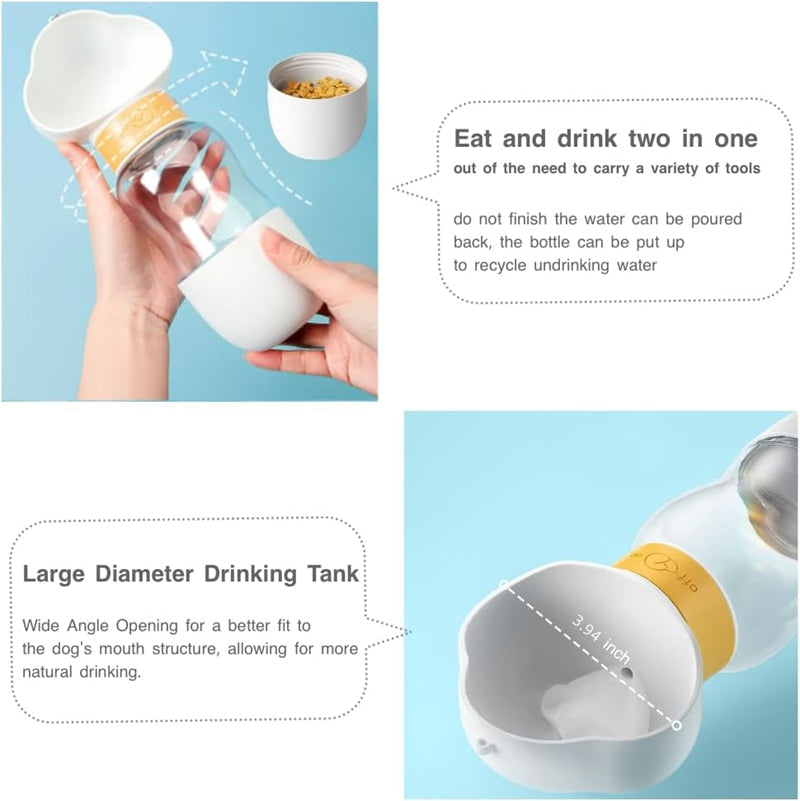 HKM-9274429 Portable Dog Water Bottle with Food Container for Outdoor Walks and Feeding