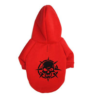 HKM-9274941 Scary Skull Fleece Hooded T-Shirt for Pets in Black, Red, Green - Cozy Polyester Sweater