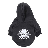 HKM-9274941 Scary Skull Fleece Hooded T-Shirt for Pets in Black, Red, Green - Cozy Polyester Sweater