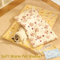 HKM-9275197 Soft Warm Pet Quilt Blanket for Dogs and Cats - Flannel and Lamb's Wool, Multi-Size Options Available