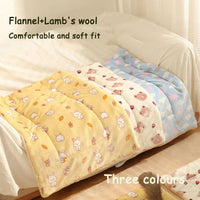 HKM-9275197 Soft Warm Pet Quilt Blanket for Dogs and Cats - Flannel and Lamb's Wool, Multi-Size Options Available